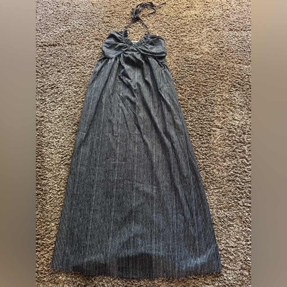 Black & White Flowy Halter Maxi Dress